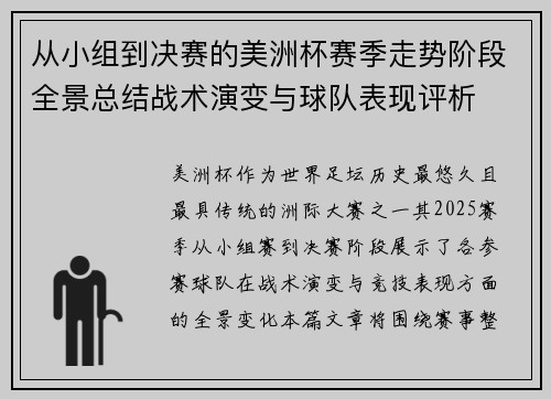 从小组到决赛的美洲杯赛季走势阶段全景总结战术演变与球队表现评析